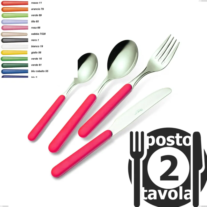 Confezione 2 posti tavola Bonita, 18/C (AISI430) Eme Posaterie rosso 11 Direttamente Dal Produttore