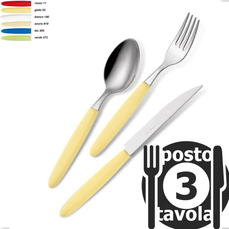 Confezione 3 posti tavola Light, acciaio 18.c Eme Posaterie bianco 190 Ordina Subito