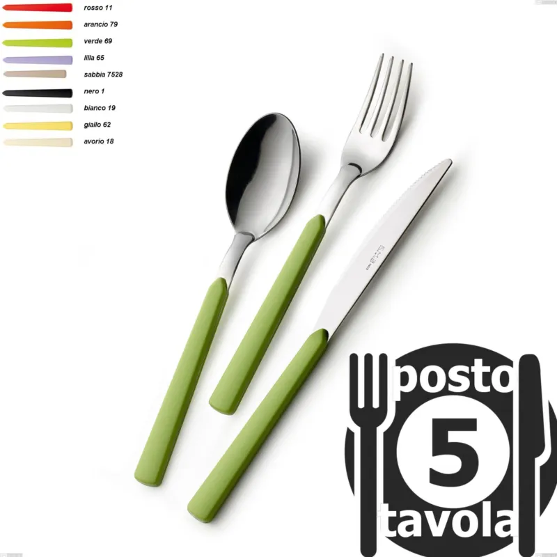 Confezione 5 posti tavola fast, acciaio 18.c Eme Posaterie avorio 18 Prezzo Scontato