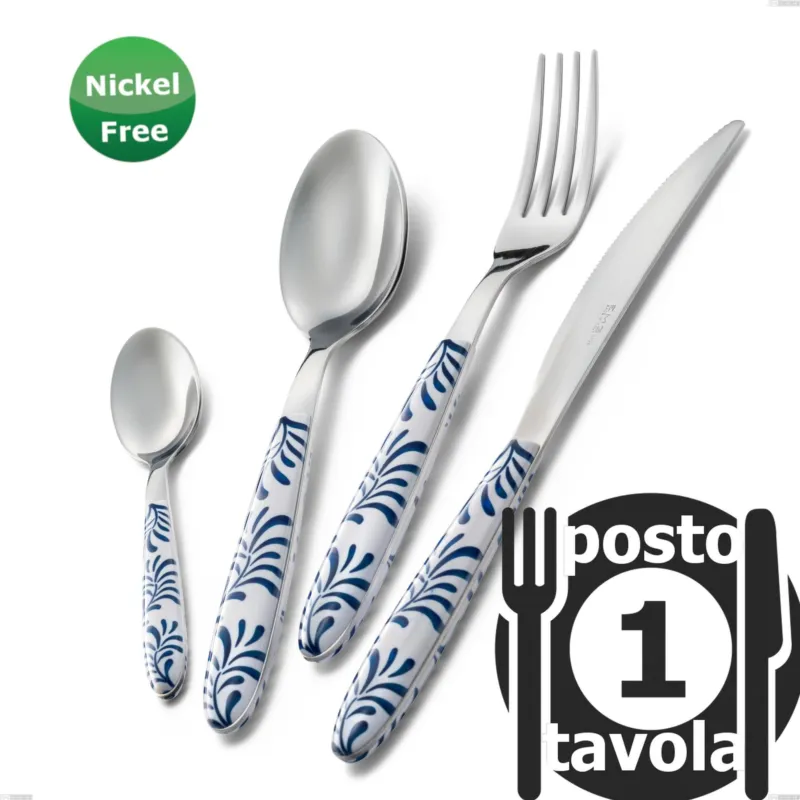 Prezzo Ridotto Confezione 1 posto tavola Vero Mediterraneo Bianco 19, Acciaio 18/0, spessore 2,50 mm Eme Posaterie