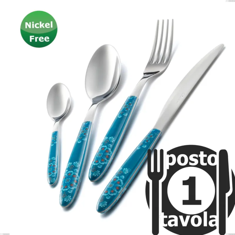 Di Tendenza Confezione 1 posto tavola Vero Trinacria Verde 31, inox 18/0 Eme Posaterie