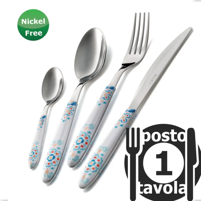 Prezzo Ridotto Confezione 1 posto tavola Vero Trinacria Bianco 19, Acciaio 18/0 Eme Posaterie
