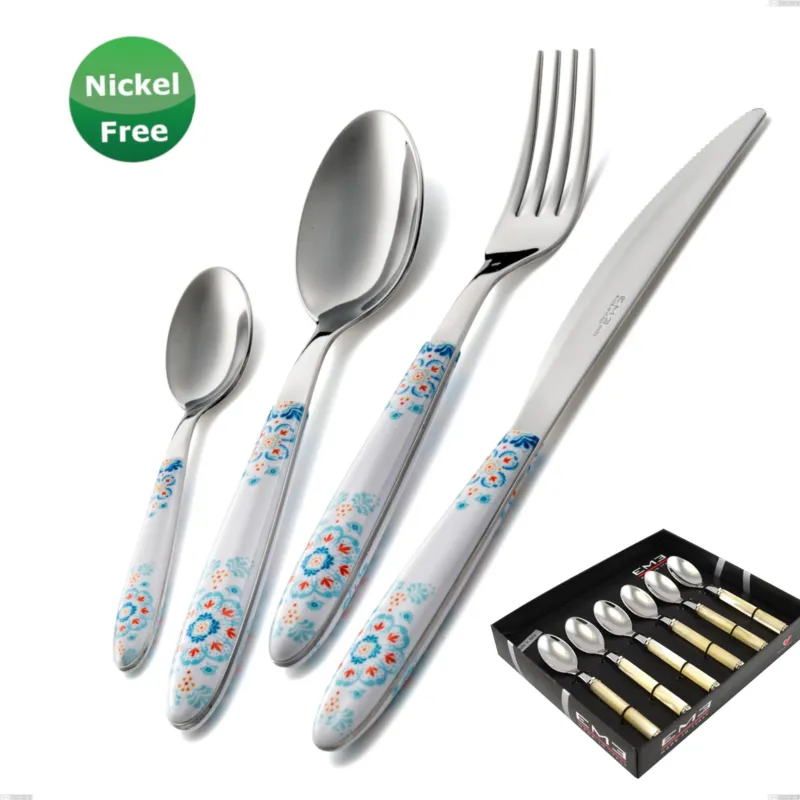 Bestseller Confezione vetrina 6 pezzi cucchiaino caffe Vero Trinacria Bianco 19, Acciaio 18/0 Eme Posaterie