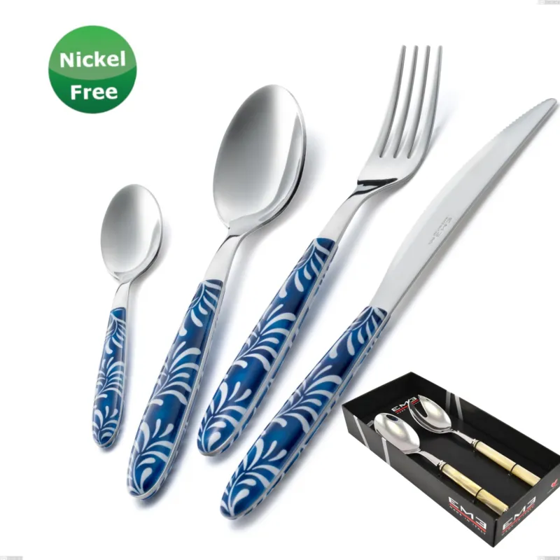 Prezzo Basso Confezione vetrina 2 pezzi insalata Vero Mediterraneo Blu 28, Acciaio 18/0, spessore 2,50 mm Eme Posaterie