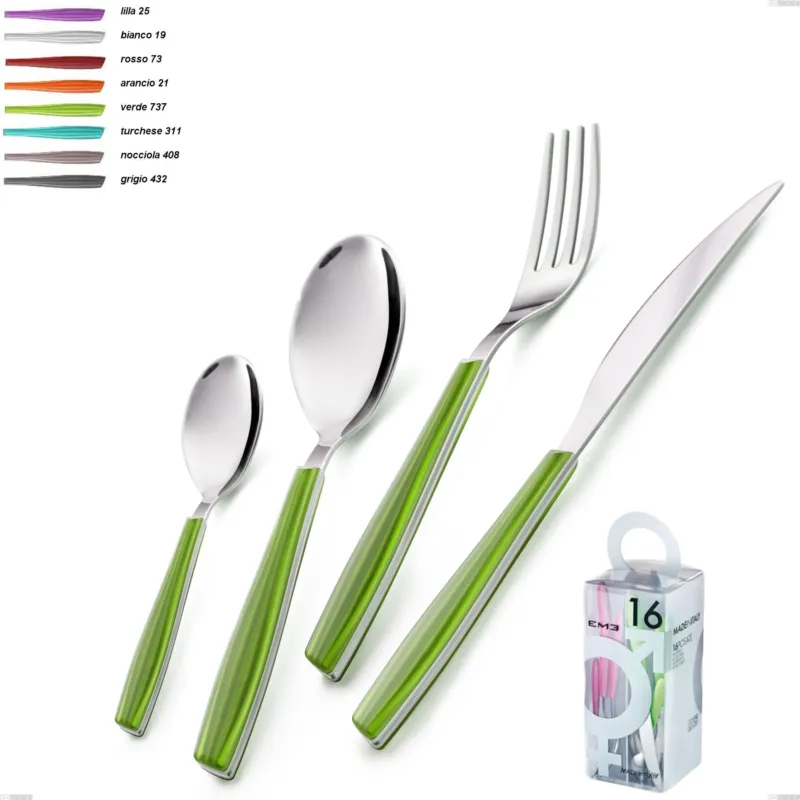 Promozione Esclusiva Confezione You&Me 16 pezzi Wave , 18/C (AISI430), spessore 2 mm Eme Posaterie lilla 25