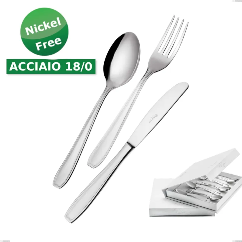 Confezione a libro 6 pezzi cucchiaino moka Atena 18 Cromo, (Acciaio 18/0) Nichel Free, spessore 2 mm Eme Posaterie Scelto Dai Clienti