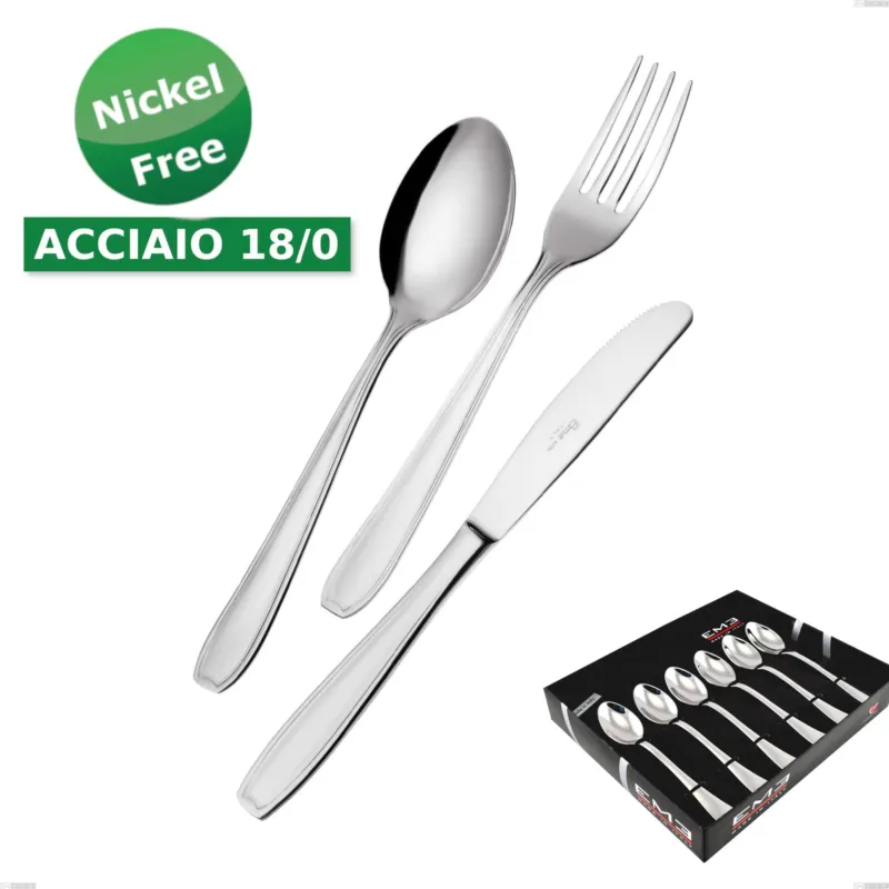 Confezione vetrina 6 pezzi caffè Atena 18 Cromo, (Acciaio 18/0) Nichel Free, spessore 2 mm Eme Posaterie Ultima Occasione