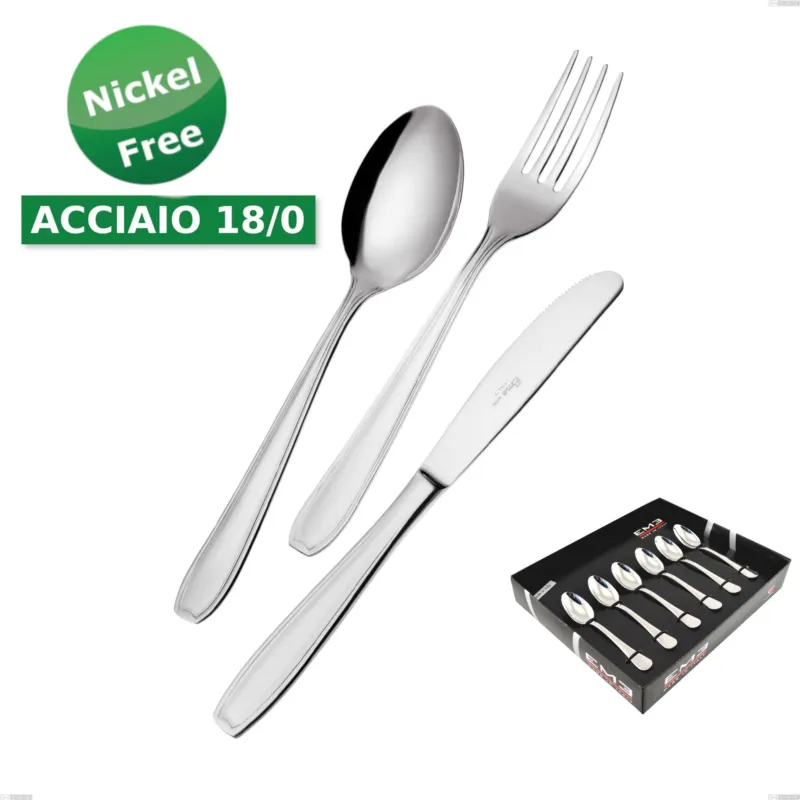 Confezione vetrina 6 pezzi moka Atena 18 Cromo, (Acciaio 18/0) Nichel Free, spessore 2 mm Eme Posaterie Prezzo Ridotto