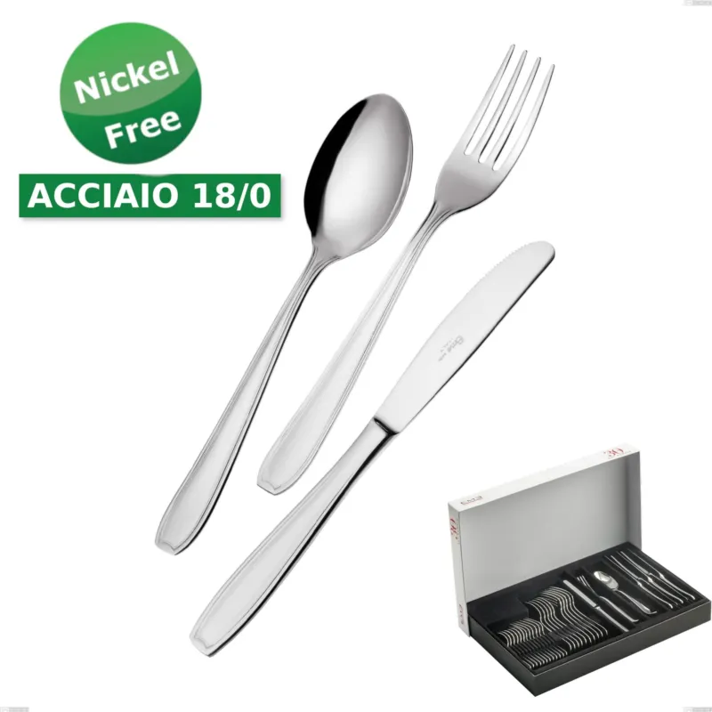 Confezione Panoramica 30 pezzi Atena 18 Cromo, (Acciaio 18/0) Nichel Free, spessore 2 mm Eme Posaterie Must-Have