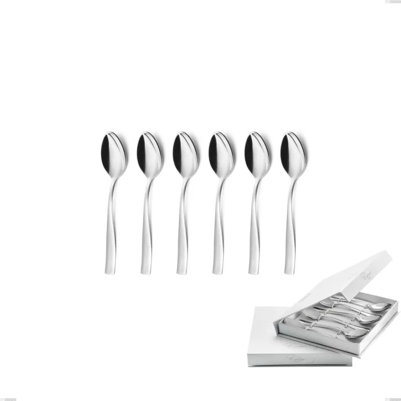 Confezione a libro 6 pezzi cucchiaini caffè Infinity acciaio lucido 2,5 mm, 18/10 (AISI304) , spessore 2,5 mm Eme Posaterie Super Prezzo
