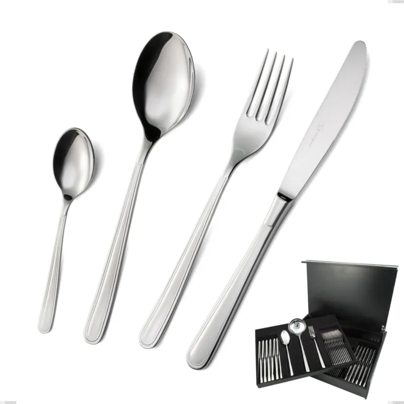 Servizio Posate MEDEA 75 pezzi acciaio inox 18.10 (AISI304) Lucido spessore 3.0 mm in Bauletto di Legno Eme Posaterie Solo Oggi