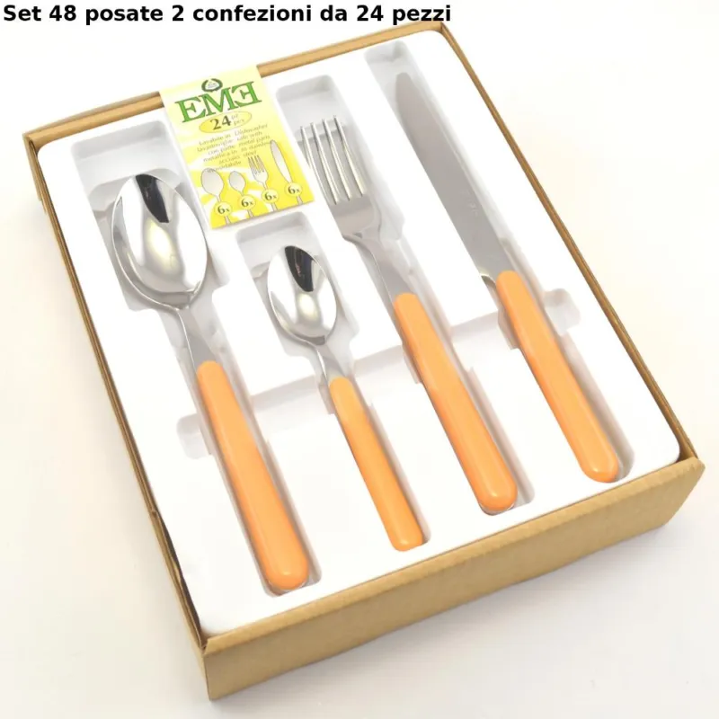Compra Oggi Stesso Servizio Posate 48 pezzi colorate BRIO ALBICOCCA 15 EME Eme Posaterie