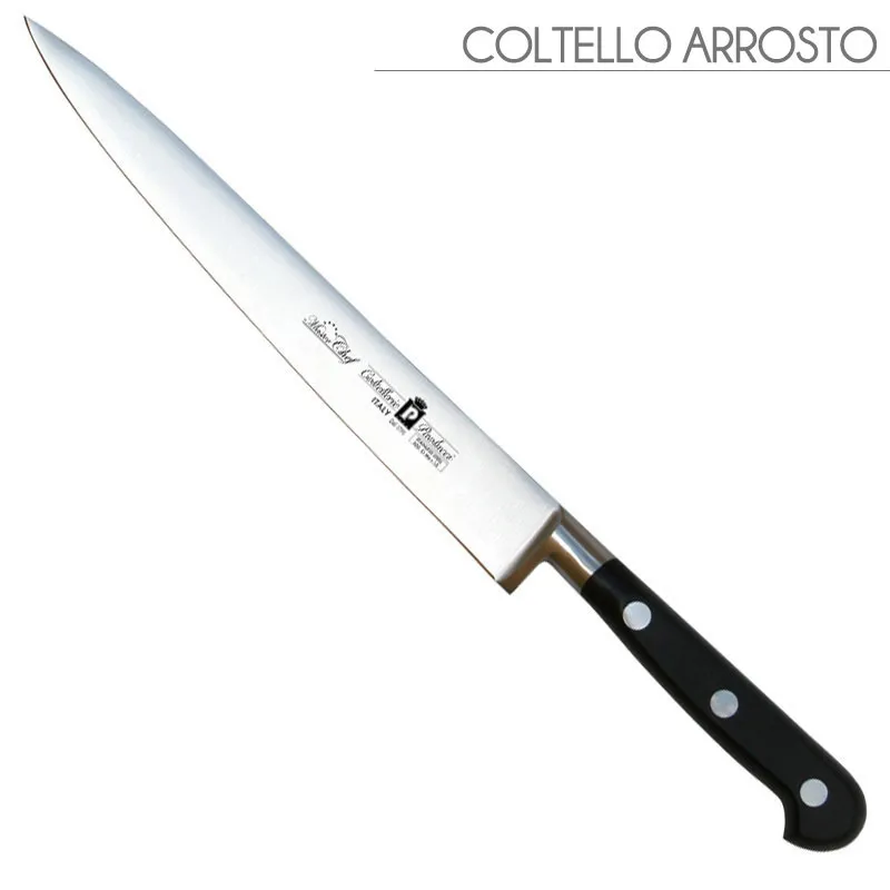 Pagamento Sicuro Coltello arrosto forgiato Manici in POM per alimenti 20 cm colore nero. resistente in lavastoviglie Coltellerie Paolucci