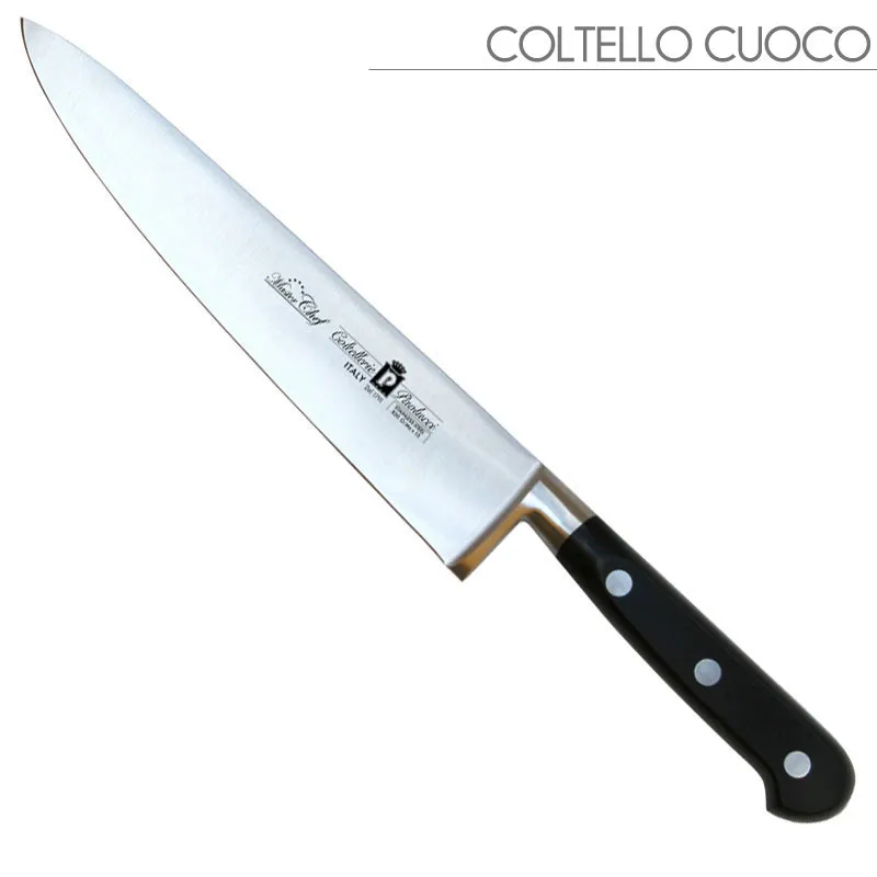 Coltello cuoco forgiato Manici in POM per alimenti 25 cm colore nero. resistente in lavastoviglie Coltellerie Paolucci Offerta Limitata