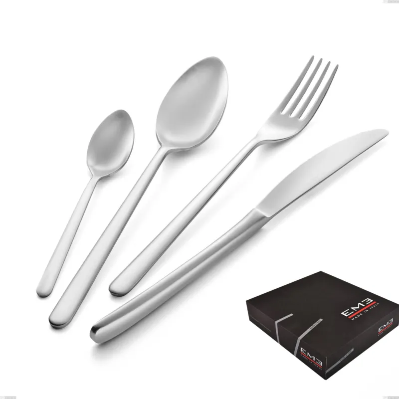 Servizio Posate VENICE SABBIATO 49 pezzi acciaio inox sabbiato 18/10 AISI304 spessore 4.0 mm In Confezione Regalo Eme Posaterie Più Venduto