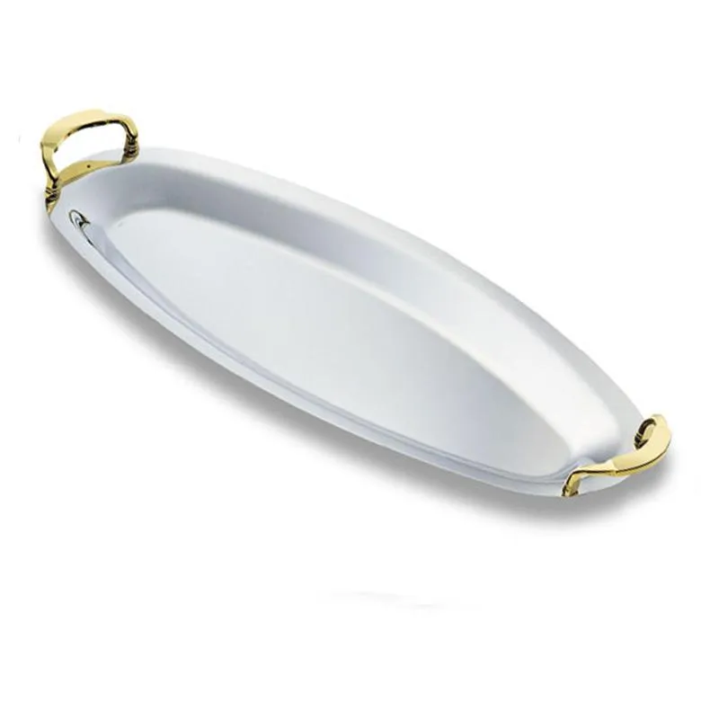 Offerta Vassoio da Pesce ovale VICTORIA cm 60 Lunghezza senza manici 55x25,7 cm con manici in oro lucido Eme Posaterie