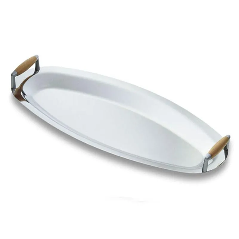 Vassoio da Pesce ovale APOLLO cm 60 con manici in Legno Dimensioni senza manici 55x25,7 cm design moderno Eme Posaterie Occasione