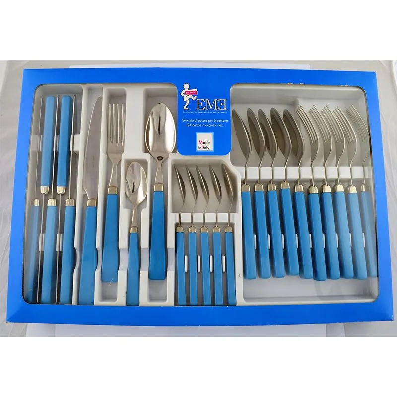 Servizio Posate 24 Pezzi PROFI Azzurro in confezione regalo Eme Posaterie Promozione Esclusiva