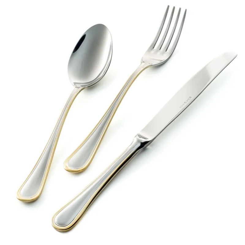 Servizio Posate IMPERO ORO 49 pezzi acciaio inox 1810 lucidato Con decorazione Oro spessore 2.5 mm in astuccio regalo EME Eme Posaterie Compra Adesso