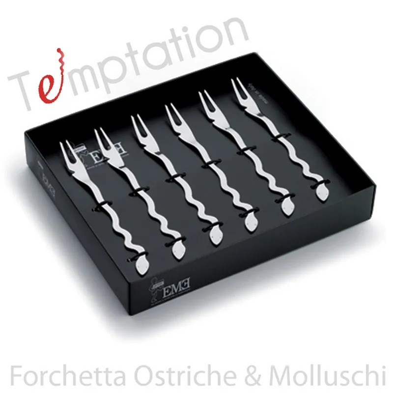 Promozione Esclusiva Forchette Molluschi 6 pezzi Temptation in acciaio inox 1810 lucidato a specchio spessore 2 mm Eme Posaterie