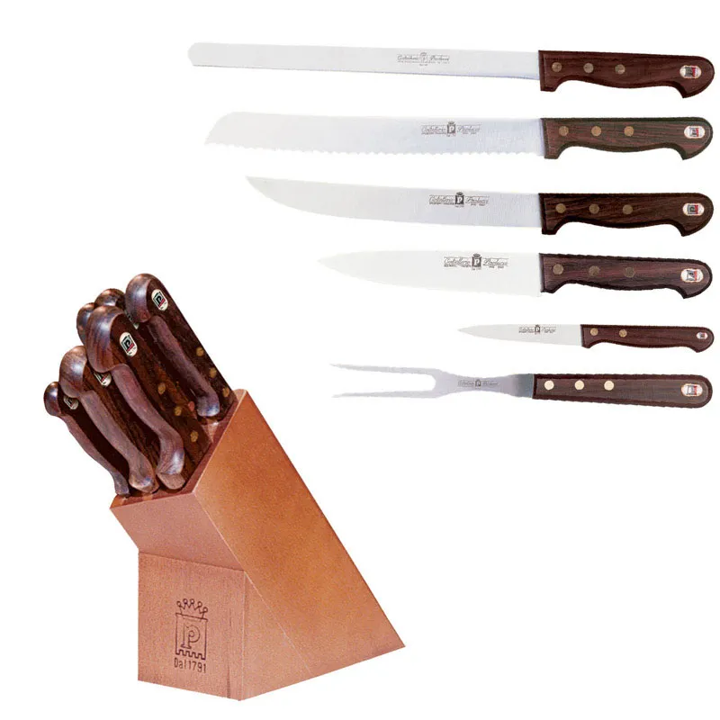 Ceppo coltelli in legno con 6 coltelli 25x8xh20 cm Coltellerie Paolucci Promozione