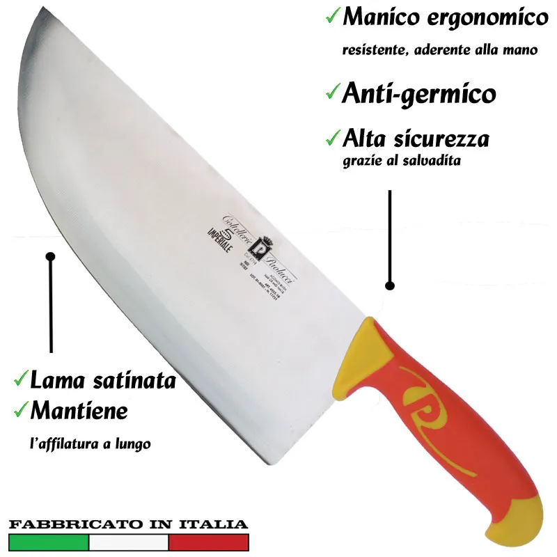 Coltello colpo lama inox Manici in polipropilene gomma antiscivolo atossici. 28 cm - Peso Gr 850 trattamento germicida. adatto lavastoviglie Coltellerie Paolucci Consegna Rapida