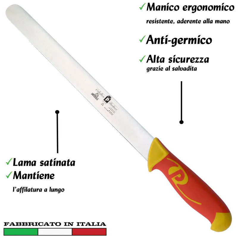 Coltello per prosciutto lama inox Manici in polipropilene gomma antiscivolo atossici. trattamento germicida. adatto lavastovi Coltellerie Paolucci 24 cm Promozione
