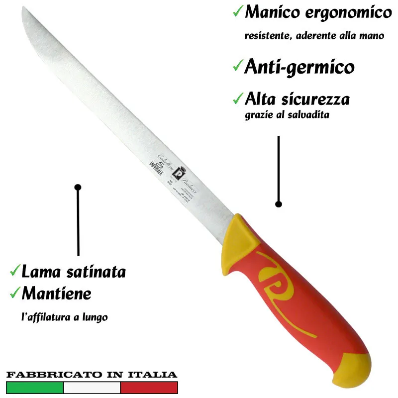 Prezzo Conveniente Coltello per filettare lama inox 16 Manici in polipropilene gomma antiscivolo atossici. trattamento germicida. adatto lavasto Coltellerie Paolucci