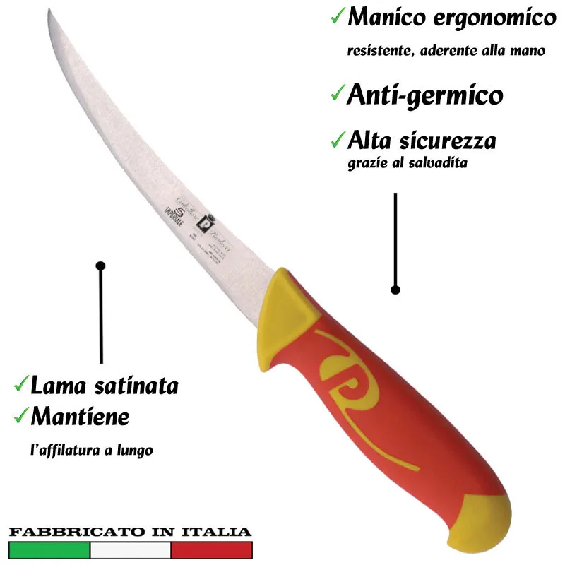 Promozione Esclusiva Coltello da disosso lama curva 16cm Manici in polipropilene gomma antiscivolo atossici. trattamento germicida. adatto lavasto Coltellerie Paolucci