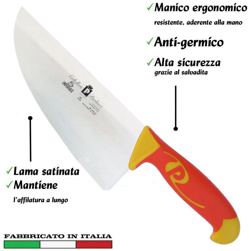 Fetta largo pesante inox 22 cm Manici in polipropilene gomma antiscivolo atossici. trattamento germicida. adatto lavastovigli Coltellerie Paolucci Quantità Limitata