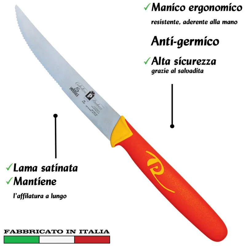Pagamento Sicuro Coltello per costata 6 pezzi 12 cm Manici in polipropilene gomma antiscivolo atossici. trattamento germicida. adatto lavastov Coltellerie Paolucci