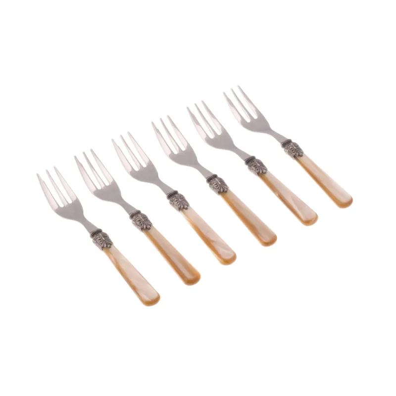 Forchettine da Dolce set da 6 pezzi ELENA in acciaio inox 18/10 manico in metacrilato spessore 1,5 mm colorato champagne Rivadossi Super Prezzo