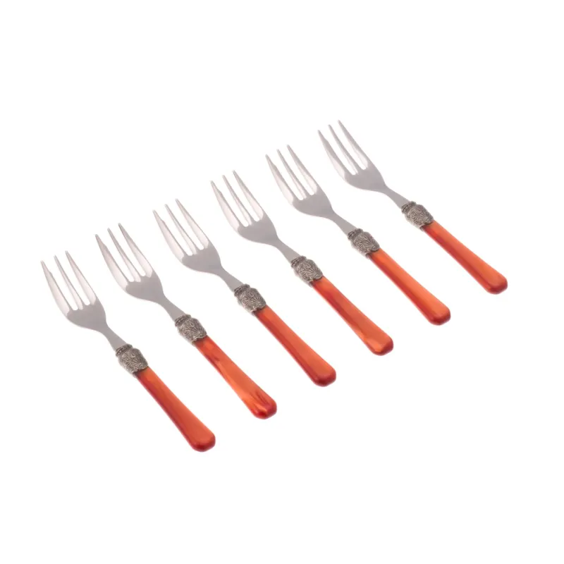 Forchettine da Dolce set da 6 pezzi PENELOPE in acciaio inox 18/10 manico in metacrilato spessore 2,5 mm colorato bordeaux Rivadossi Sconto