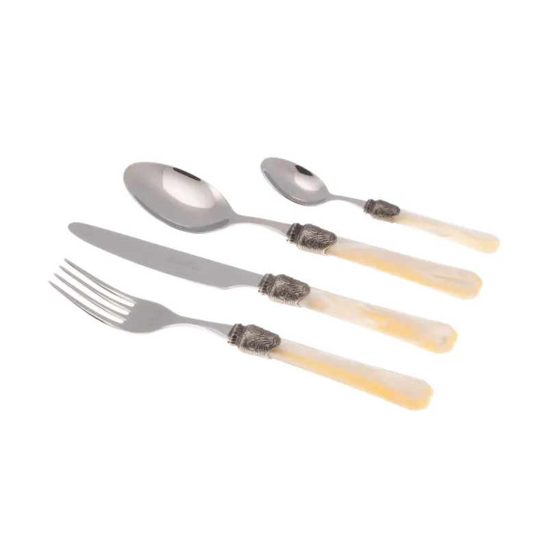 Offerta Del Giorno Set Posate colorate 24 Pezzi PENELOPE in acciaio inox 18/10 manico in metacrilato spessore 2,5 mm colorato avorio Rivadossi
