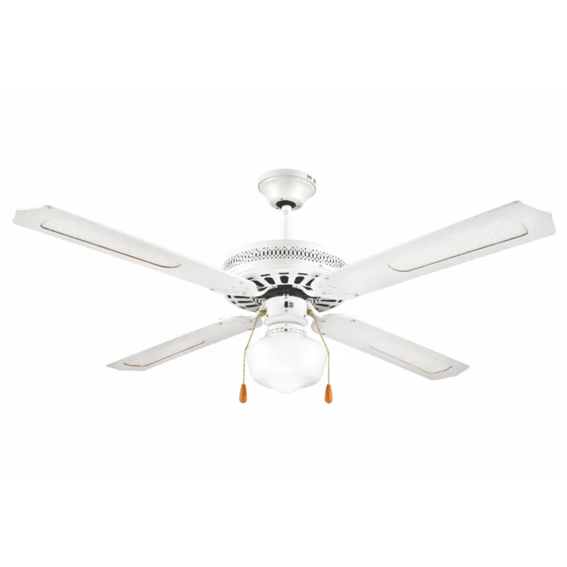 Offerta VENTILATORE SOFFITTO 4 PALE D130CM 60W BIAN WINDY in Acciaio - legno Bianco, dimensioni 130x130x H 30 cm VDE Tivoli 1996