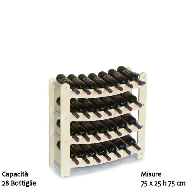 Occasione Imperdibile Cantinetta Portabottiglie in legno Componibile e modulare 75x25xh75 cm Syrah 28pz Acero Original Legno
