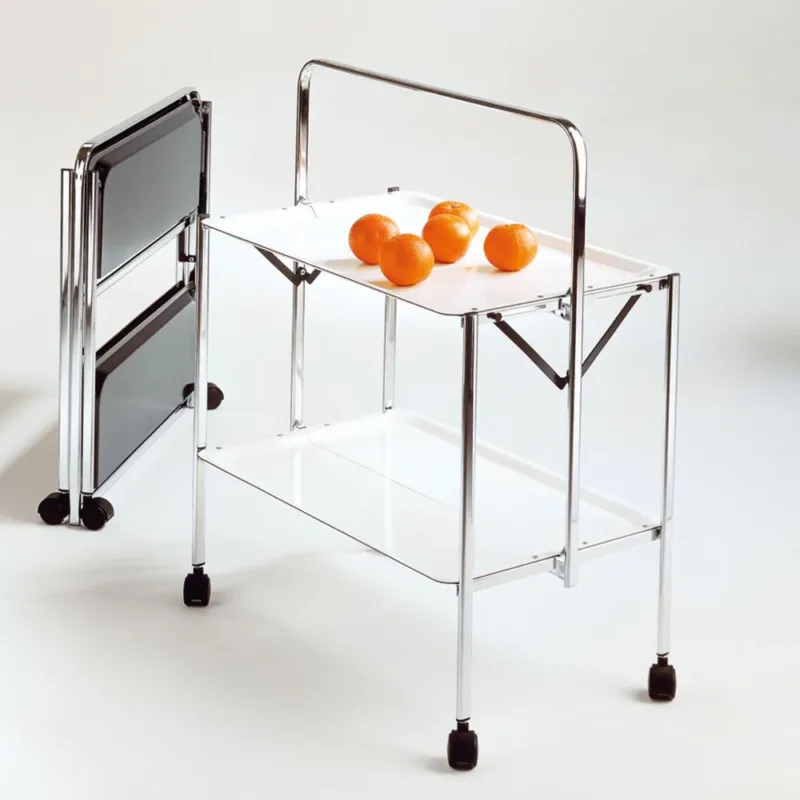 Carrello Portavivande richiudibile in soli 6 cm SELECT 64x42xh82cm Struttura in acciaio vassoi in formica bianca Pezzani srl Prezzo Di Fabbrica