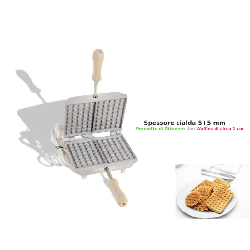 Biscottiera profonda 2 posti elettrica rettangolare 2PZ profonda waffle Dimensioni 20x19x11 cm Disegno profondo, il prodotto permette di ottenere CBE-Ferratelle Occasione