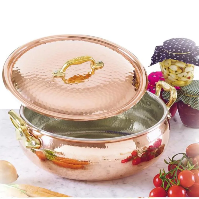 Compra Online Legumiera 2 manici diametro 16 cm - h8 cm - 1.6 lt in rame Martellato Stagnato linea Luxury Line CuArtigiana
