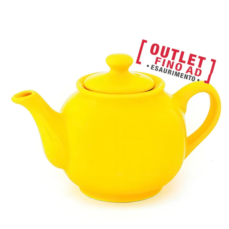 Saldi Teiera in ceramica 600 Ml monocolore Dimensione 22x15 xh19 cm lavabile in lavastoviglie colore giallo Kaleidosmilano