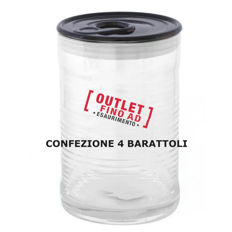 Ultime Pezzi BarattolI in Vetro 4 pezzi Borosilicato Con Guarnizione Al Silicone Dimensioni 0.8x h 16,5 cm –1000 ml con colore Nero trasparente Kaleidosmilano