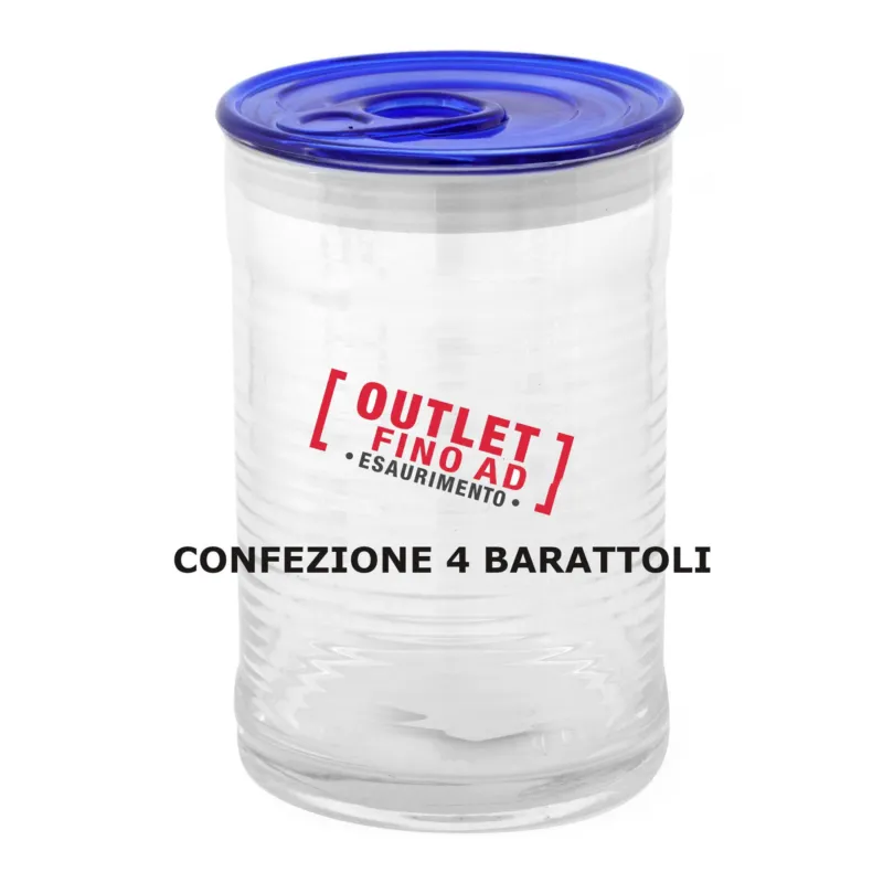 BarattolI in Vetro 4 pezzi Borosilicato Con Guarnizione Al Silicone Dimensioni 0.8x h 16,5 cm –1000 ml con colore Blu trasparente Kaleidosmilano Subito Disponibile