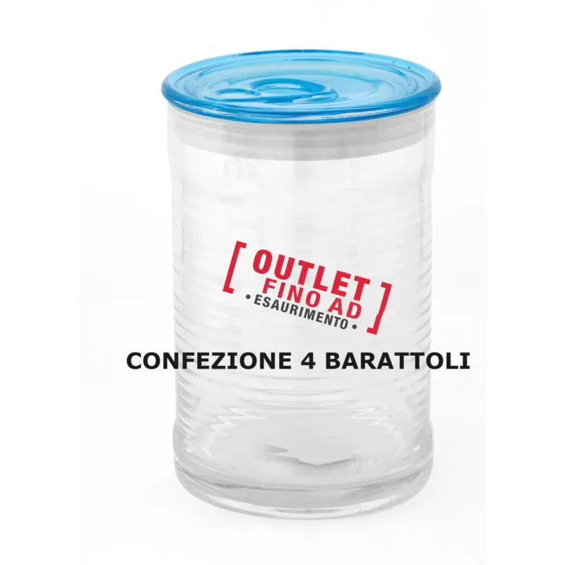 BarattolI in Vetro 4 pezzi Borosilicato Con Guarnizione Al Silicone Dimensioni 0.8x h 16,5 cm –1000 ml con colore Azzurro trasparente Kaleidosmilano Ultima Occasione