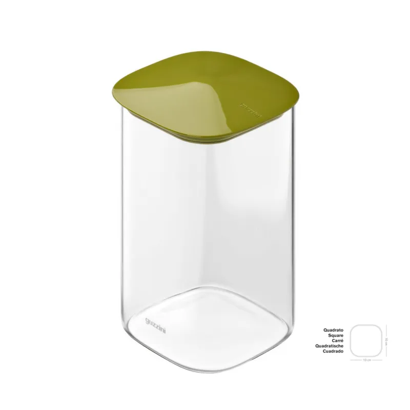 A Buon Prezzo Barattolo in Vetro-L- Borosilicato FRESH&STYLE Dimensioni 11x11x h 19 cm –1400 ml con coperchio salva freschezza e guarnizione Verde Avocado Guzzini