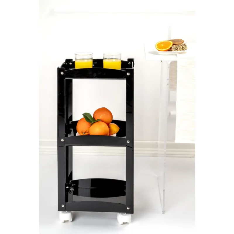 Carrello portafrutta 3 Ripiani con Ruote Dimensioni 31.5x23.5xh 74 cm - peso 2,3 kg colore Nero Lucido IPlex Design Occasione