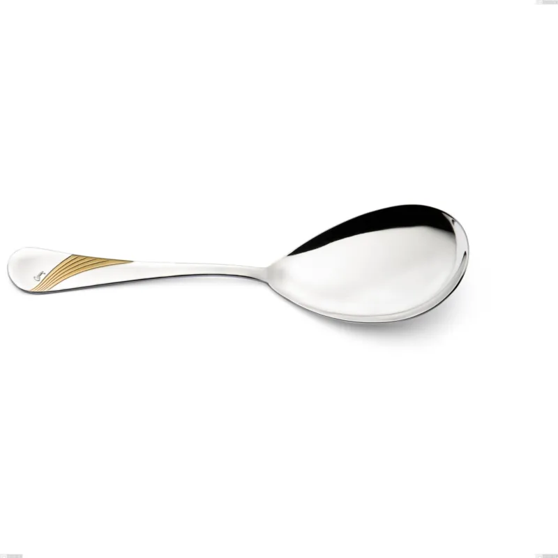 Pala riso Milano Inciso Oro , 18/10 (AISI304) finitura inox lucido e oro Acciaio lucido e oro , spessore 2,5 mm mm, lunghezza 257 mm Eme Posaterie Quantità Limitata