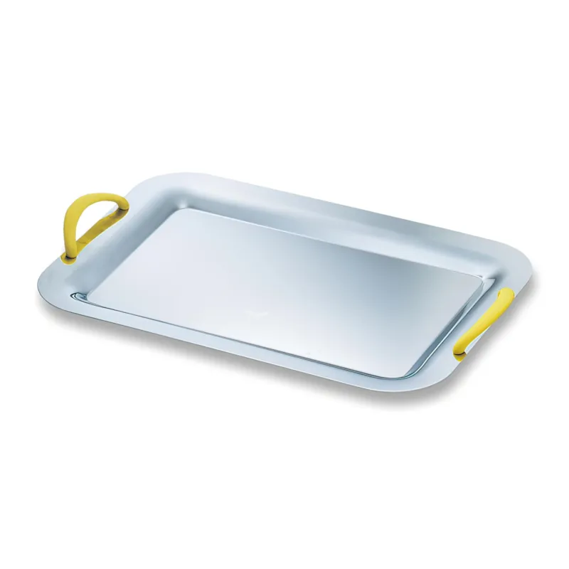 Vassoio Rettangolare in Acciaio inox Lucidato a specchio Dimensioni 48x32,2 cm - con manici Linea GUMMY EME in acciaio inox Lucido Eme Posaterie Prezzo Scontato