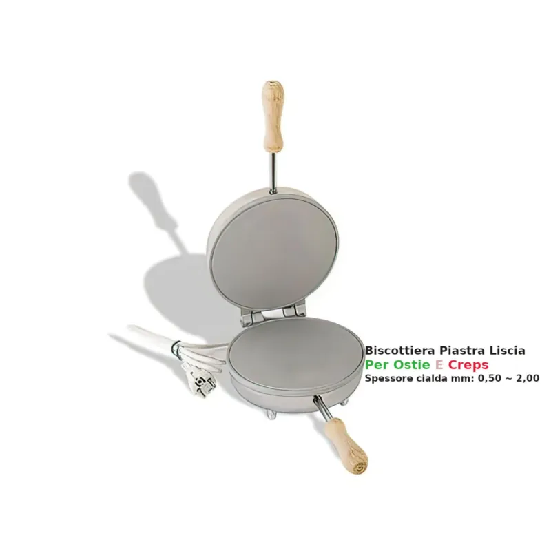 Biscottiera elettrica tonda per Ferratelle con piastra liscia per Ostie e Crepes Dimensione 23,5x19x h 11 cm 600 Watt 3,0 kg Spessore Creps mm 0,50 ~ 2,00 CBE-Ferratelle Compra Oggi Stesso