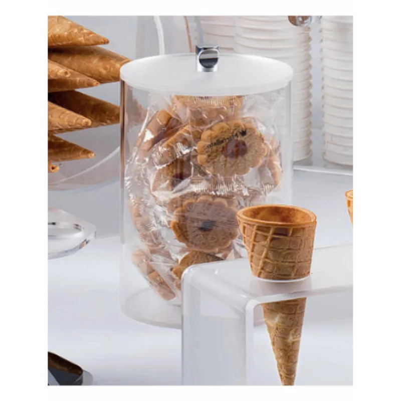 Barattolo trasparente in plexiglass diametro 15x h 20 cm con coperchio e fondo satinato adatto per Bar, Pasticceria, Ristoranti, casa Erreenne srl Quantità Limitata