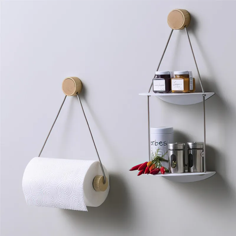 Porta rotolo da cucina della collezione RING è in legno di faggio naturale Dimensioni 28x26 cm Ever Life Design Ultimissimo Modello